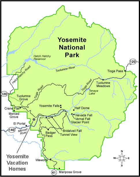 Map of Yosemite National Park
